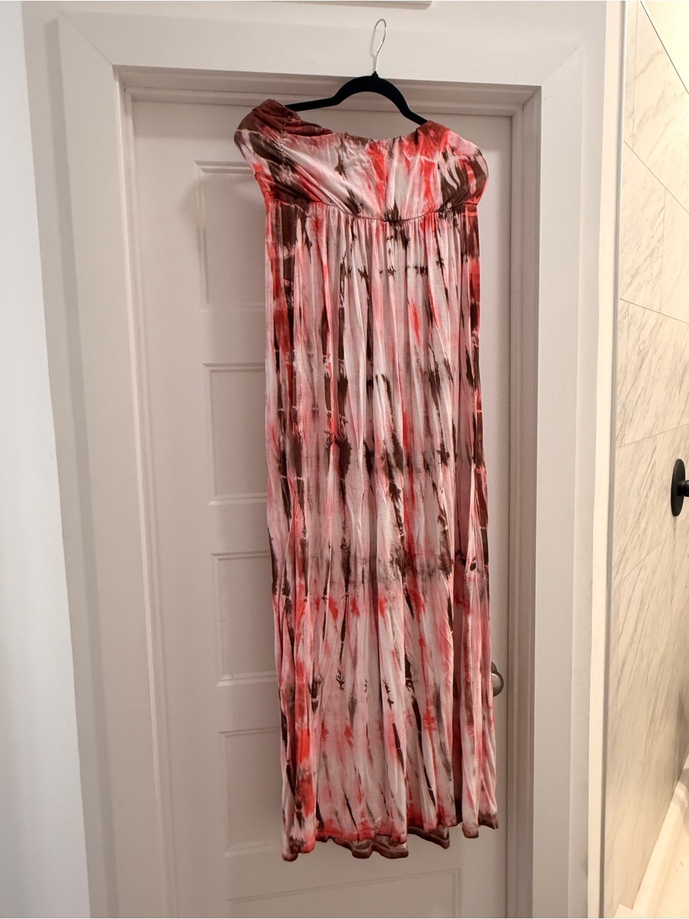 VENUS Pink and Brown Tie-Dye Maxi Skirt